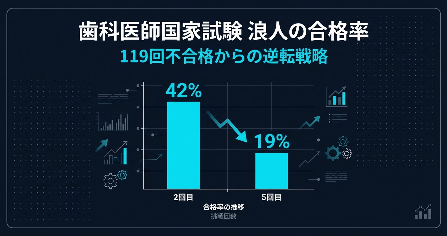 歯科医師国家試験 浪人の合格率は2回目42%・3回目31%：119回不合格からの逆転戦略