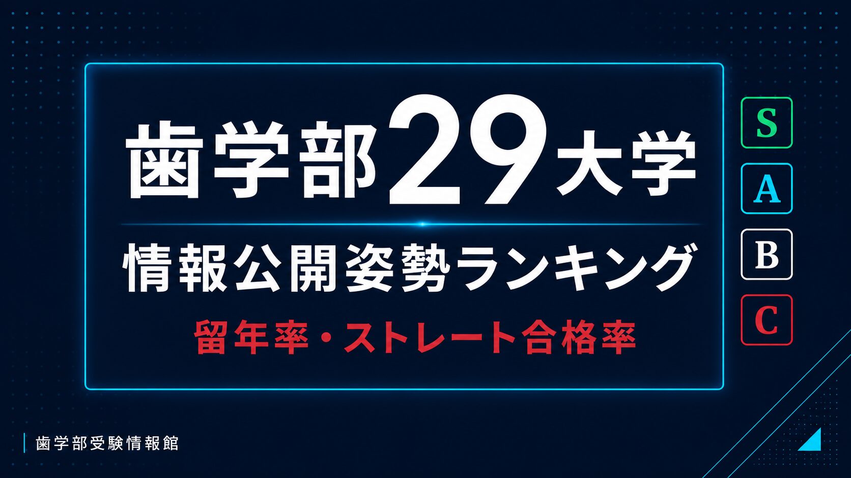 歯学部29大学の情報公開姿勢を徹底比較【留年率・ストレート合格率の公開状況ランキング】