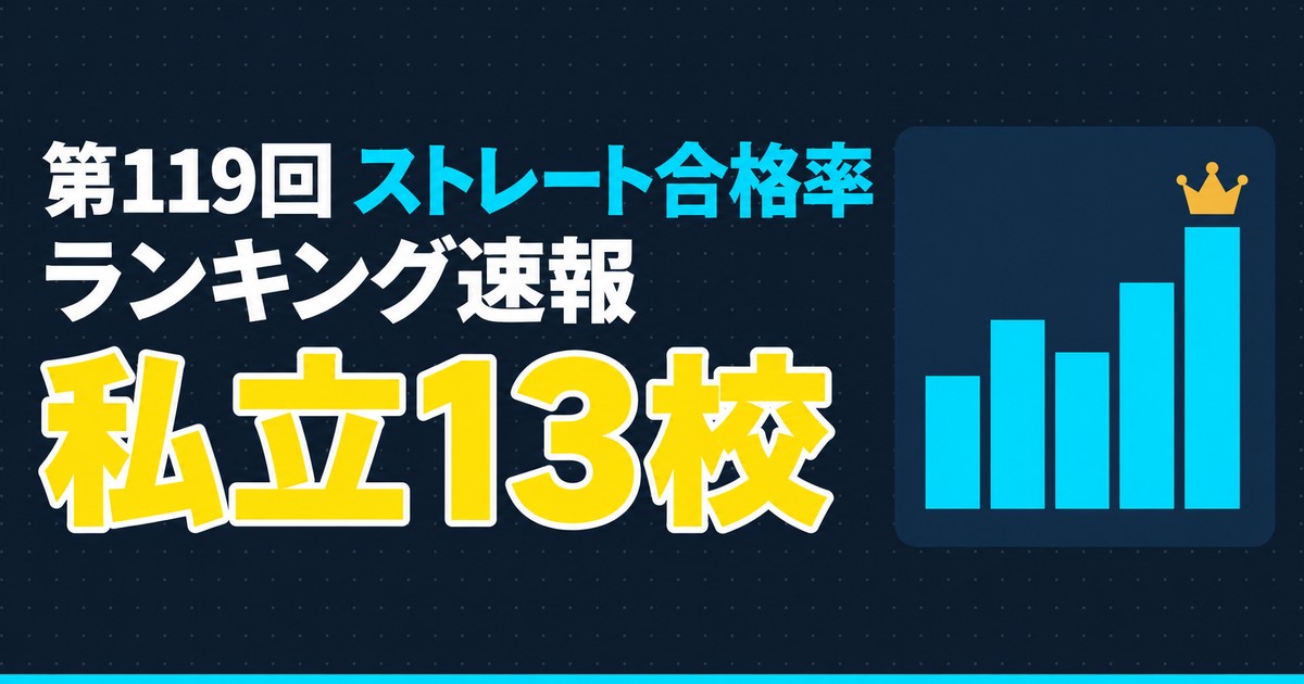 【第119回】ストレート合格率ランキング速報｜私立歯学部13校